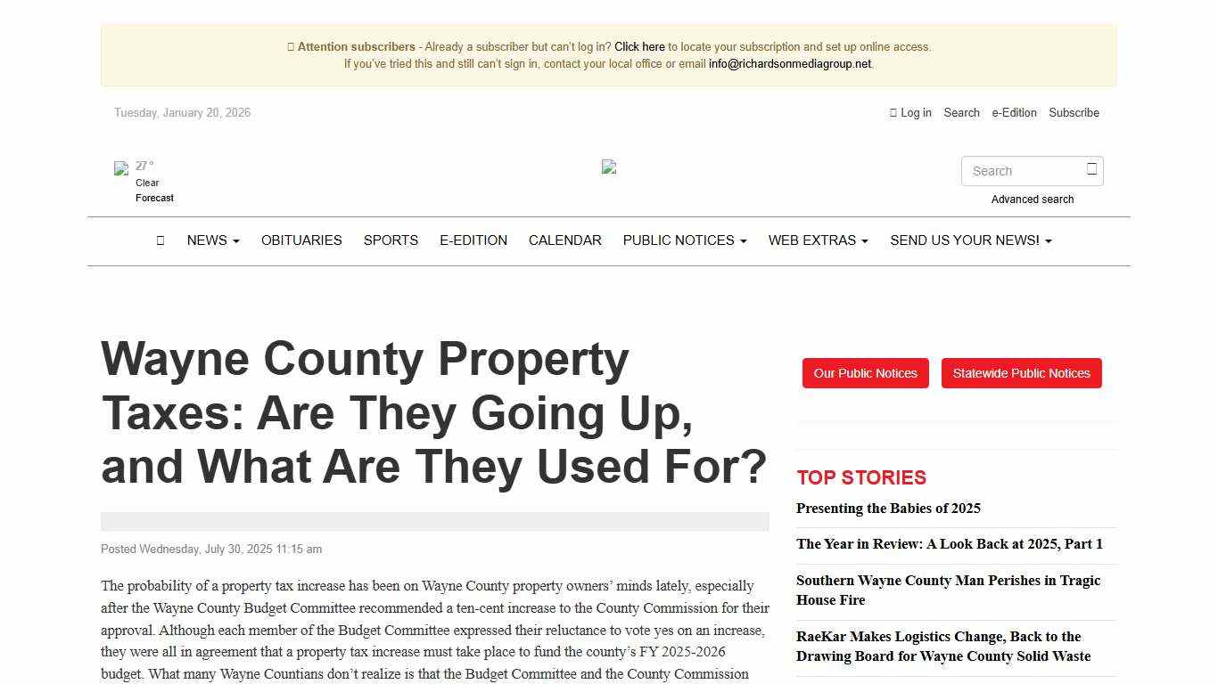 Wayne County Property Taxes: Are They Going Up, and What Are They Used For? - Wayne County News