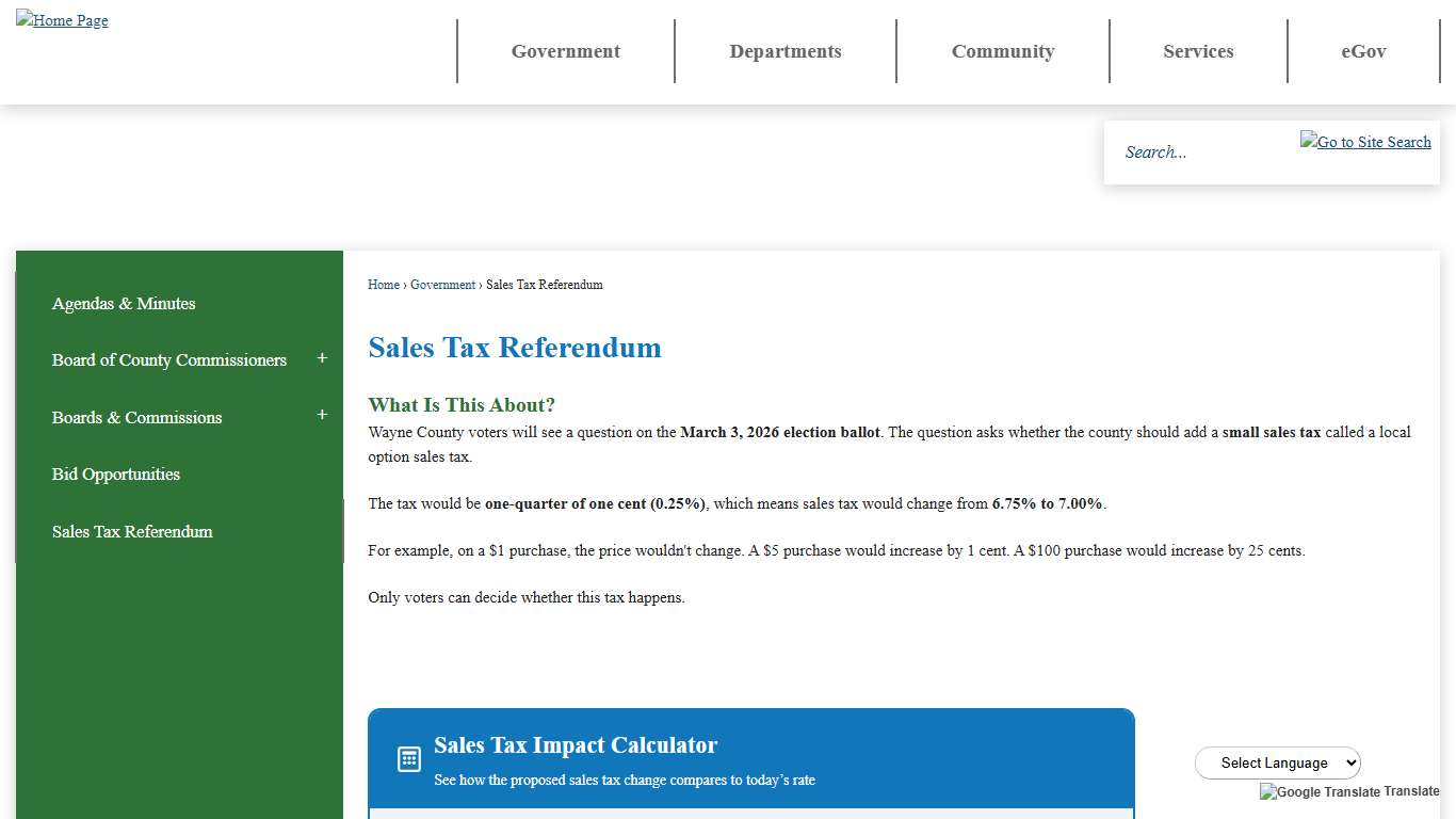 Sales Tax Referendum | Wayne County, NC