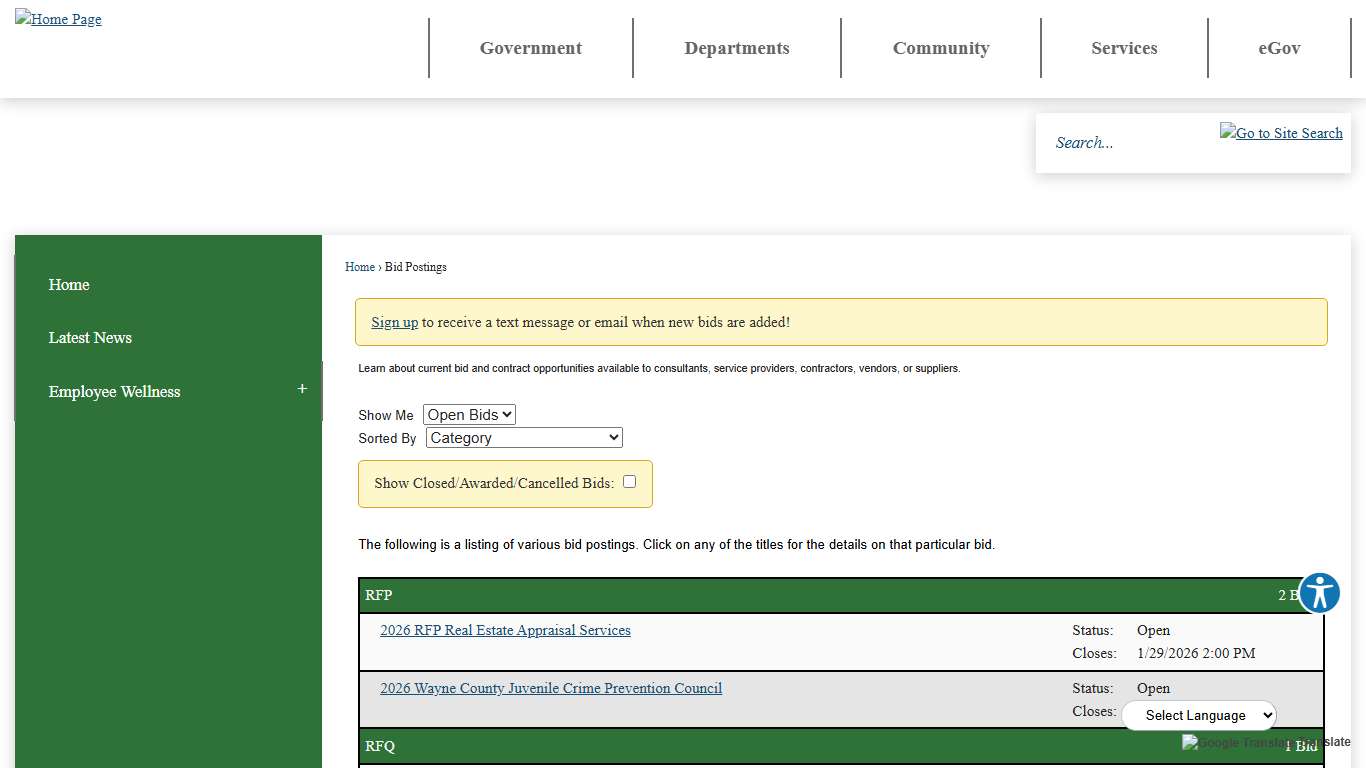 Bid Postings • Wayne County, NC • CivicEngage